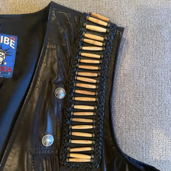 TRIBE AMERICA BUCKSKIN "Warrior" VEST Size 48 BLACK - Picture 3 of 9